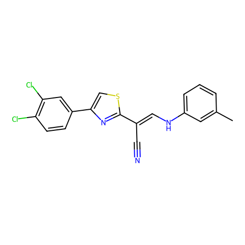 (2E)-2-[4-(3,4-dichlorophenyl)-1,3-thiazol-2-yl]-3-[(3-methylphenyl)amino]prop-2-enenitrile structure
