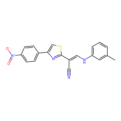(2E)-3-[(3-methylphenyl)amino]-2-[4-(4-nitrophenyl)-1,3-thiazol-2-yl]prop-2-enenitrile structure