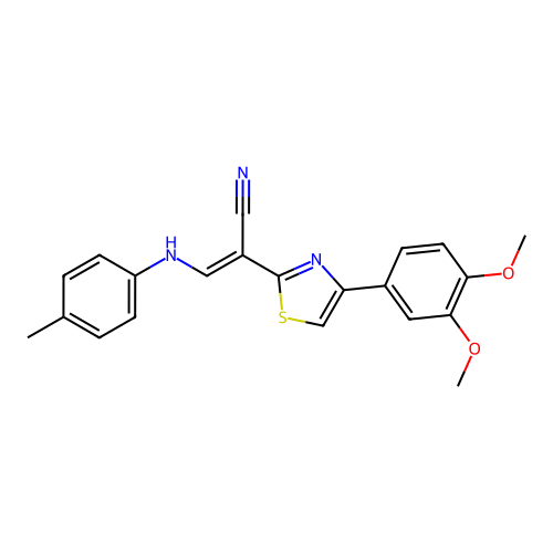 (2E)-2-[4-(3,4-dimethoxyphenyl)-1,3-thiazol-2-yl]-3-[(4-methylphenyl)amino]prop-2-enenitrile structure