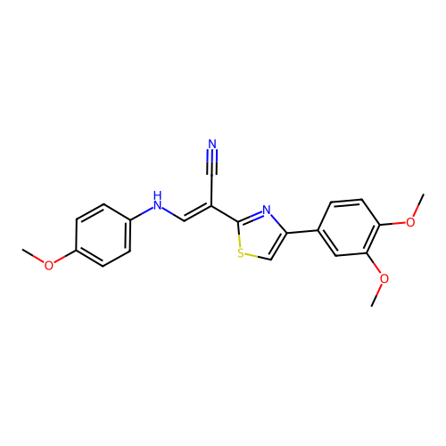 (2E)-2-[4-(3,4-dimethoxyphenyl)-1,3-thiazol-2-yl]-3-[(4-methoxyphenyl)amino]prop-2-enenitrile structure