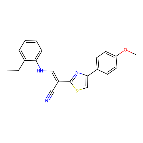 (2E)-3-[(2-ethylphenyl)amino]-2-[4-(4-methoxyphenyl)-1,3-thiazol-2-yl]prop-2-enenitrile structure