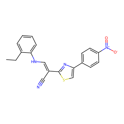(2E)-3-[(2-ethylphenyl)amino]-2-[4-(4-nitrophenyl)-1,3-thiazol-2-yl]prop-2-enenitrile structure