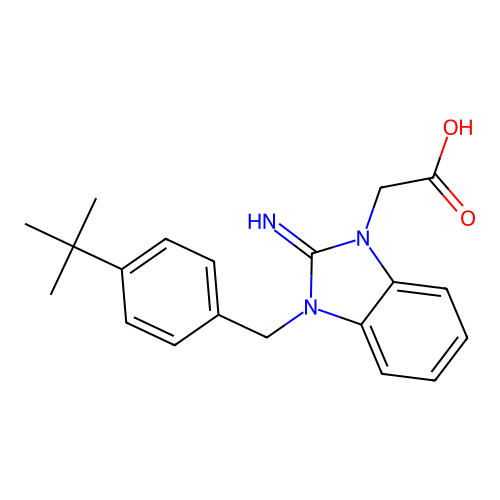 [3-(4-tert-butylbenzyl)-2-imino-2,3-dihydro-1H-benzimidazol-1-yl]acetic acid structure