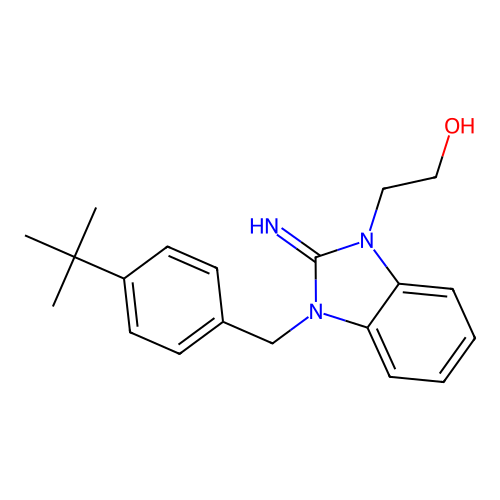 2-[3-(4-tert-butylbenzyl)-2-imino-2,3-dihydro-1H-benzimidazol-1-yl]ethanol structure