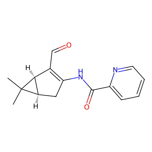 N-[(1R,5S)-4-formyl-6,6-dimethyl-3-bicyclo[3.1.0]hex-3-enyl]pyridine-2-carboxamide structure