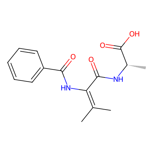 (S)-2-(2-benzamido-3-methylbut-2-enamido)propanoic acid structure