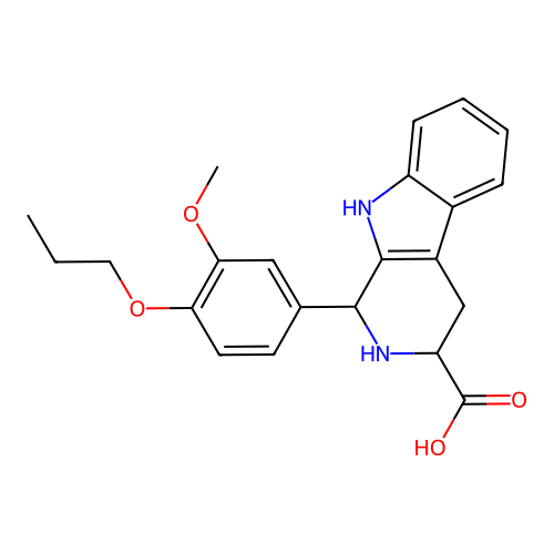 1-(3-methoxy-4-propoxyphenyl)-2,3,4,9-tetrahydro-1H-beta-carboline-3-carboxylic acid structure