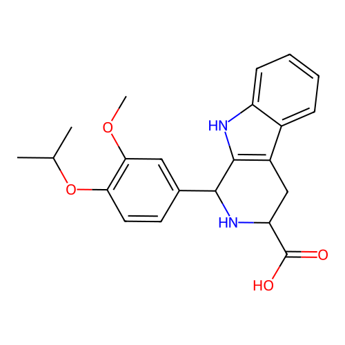 1-(3-methoxy-4-propan-2-yloxyphenyl)-2,3,4,9-tetrahydro-1H-pyrido[3,4-b]indole-3-carboxylic acid structure