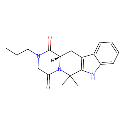 (12aS)-6,6-dimethyl-2-propyl-2,3,6,7,12,12a-hexahydropyrazino[1',2':1,6]pyrido[3,4-b]indole-1,4-dione structure