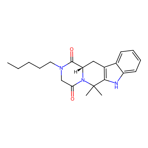 (12aS)-6,6-dimethyl-2-pentyl-2,3,6,7,12,12a-hexahydropyrazino[1',2':1,6]pyrido[3,4-b]indole-1,4-dione structure