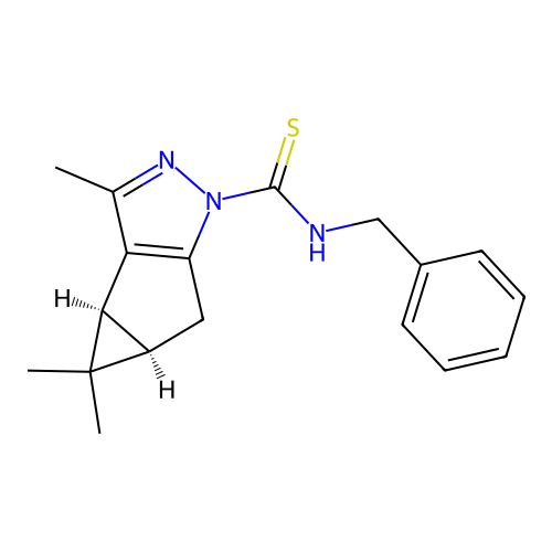 (3bS,4aR)-N-benzyl-3,4,4-trimethyl-3b,4,4a,5-tetrahydro-1H-cyclopropa[3,4]cyclopenta[1,2-c]pyrazole-1-carbothioamide structure