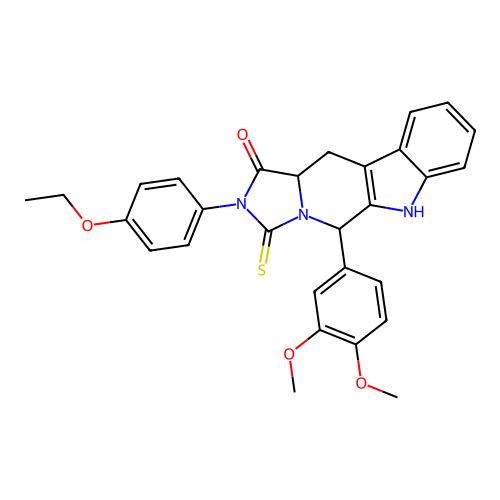5-(3,4-dimethoxyphenyl)-2-(4-ethoxyphenyl)-3-thioxo-2,3,5,6,11,11a-hexahydro-1H-imidazo[1',5':1,6]pyrido[3,4-b]indol-1-one structure