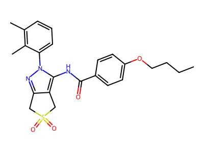 4-butoxy-N-(2-(2,3-dimethylphenyl)-5,5-dioxido-4,6-dihydro-2H-thieno[3,4-c]pyrazol-3-yl)benzamide structure
