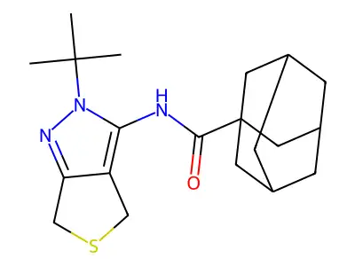 N-(2-tert-butyl-4,6-dihydrothieno[3,4-c]pyrazol-3-yl)adamantane-1-carboxamide structure