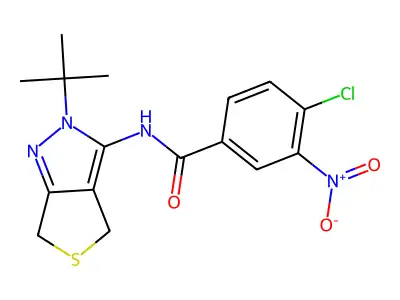 N-(2-(tert-butyl)-4,6-dihydro-2H-thieno[3,4-c]pyrazol-3-yl)-4-chloro-3-nitrobenzamide structure