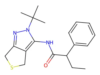 N-(2-tert-butyl-4,6-dihydrothieno[3,4-c]pyrazol-3-yl)-2-phenylbutanamide structure