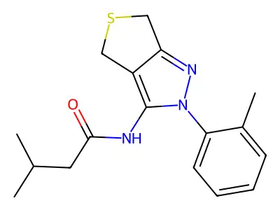 3-methyl-N-(2-(o-tolyl)-4,6-dihydro-2H-thieno[3,4-c]pyrazol-3-yl)butanamide structure