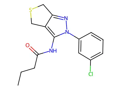 N-(2-(3-chlorophenyl)-4,6-dihydro-2H-thieno[3,4-c]pyrazol-3-yl)butyramide structure
