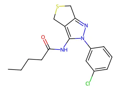 N-(2-(3-chlorophenyl)-4,6-dihydro-2H-thieno[3,4-c]pyrazol-3-yl)pentanamide structure