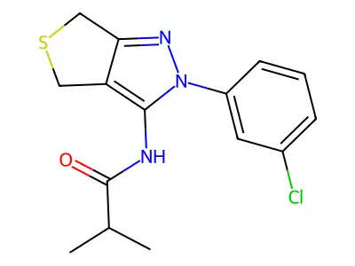 N-(2-(3-chlorophenyl)-4,6-dihydro-2H-thieno[3,4-c]pyrazol-3-yl)isobutyramide structure