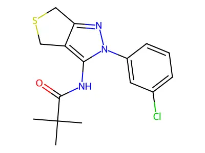 N-(2-(3-chlorophenyl)-4,6-dihydro-2H-thieno[3,4-c]pyrazol-3-yl)pivalamide structure