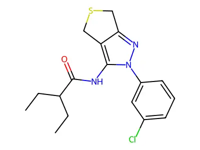 N-[2-(3-chlorophenyl)-4,6-dihydrothieno[3,4-c]pyrazol-3-yl]-2-ethylbutanamide structure