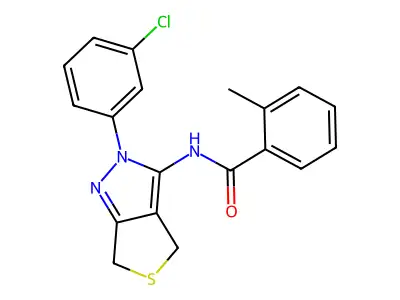 N-[2-(3-chlorophenyl)-4,6-dihydrothieno[3,4-c]pyrazol-3-yl]-2-methylbenzamide structure