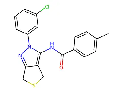 N-[2-(3-chlorophenyl)-4,6-dihydrothieno[3,4-c]pyrazol-3-yl]-4-methylbenzamide structure