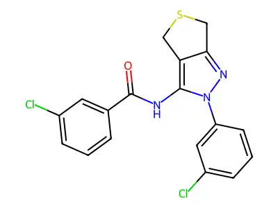 3-chloro-N-[2-(3-chlorophenyl)-2H,4H,6H-thieno[3,4-c]pyrazol-3-yl]benzamide structure
