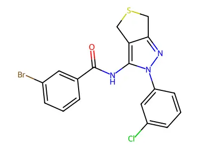 3-bromo-N-[2-(3-chlorophenyl)-4,6-dihydrothieno[3,4-c]pyrazol-3-yl]benzamide structure