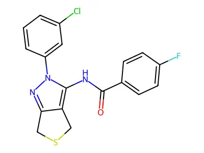 N-[2-(3-chlorophenyl)-4,6-dihydrothieno[3,4-c]pyrazol-3-yl]-4-fluorobenzamide structure