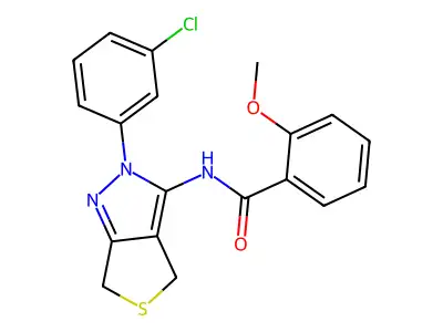 N-(2-(3-chlorophenyl)-4,6-dihydro-2H-thieno[3,4-c]pyrazol-3-yl)-2-methoxybenzamide structure