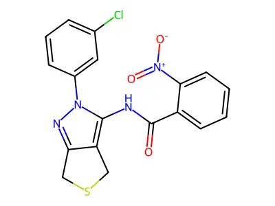 N-[2-(3-chlorophenyl)-4,6-dihydrothieno[3,4-c]pyrazol-3-yl]-2-nitrobenzamide structure