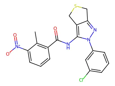 N-(2-(3-chlorophenyl)-4,6-dihydro-2H-thieno[3,4-c]pyrazol-3-yl)-2-methyl-3-nitrobenzamide structure