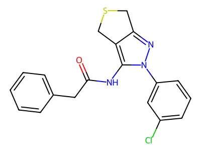 N-[2-(3-chlorophenyl)-4,6-dihydrothieno[3,4-c]pyrazol-3-yl]-2-phenylacetamide structure