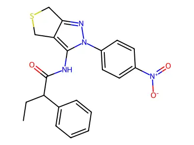 N-[2-(4-nitrophenyl)-4,6-dihydrothieno[3,4-c]pyrazol-3-yl]-2-phenylbutanamide structure