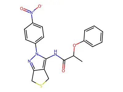 N-[2-(4-nitrophenyl)-4,6-dihydrothieno[3,4-c]pyrazol-3-yl]-2-phenoxypropanamide structure
