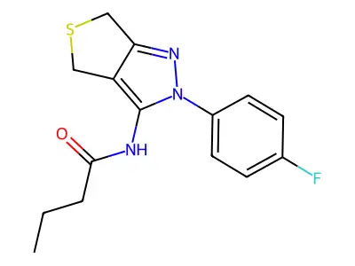 N-[2-(4-fluorophenyl)-4,6-dihydrothieno[3,4-c]pyrazol-3-yl]butanamide structure