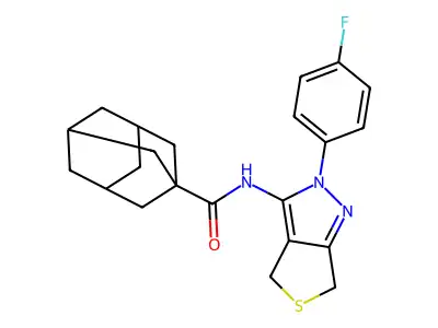 (3r,5r,7r)-N-(2-(4-fluorophenyl)-4,6-dihydro-2H-thieno[3,4-c]pyrazol-3-yl)adamantane-1-carboxamide structure