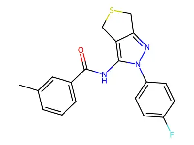 N-[2-(4-fluorophenyl)-4,6-dihydrothieno[3,4-c]pyrazol-3-yl]-3-methylbenzamide structure