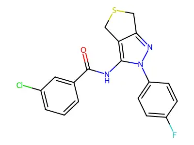 3-chloro-N-[2-(4-fluorophenyl)-2H,4H,6H-thieno[3,4-c]pyrazol-3-yl]benzamide structure
