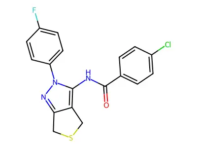 4-chloro-N-[2-(4-fluorophenyl)-2H,4H,6H-thieno[3,4-c]pyrazol-3-yl]benzamide structure