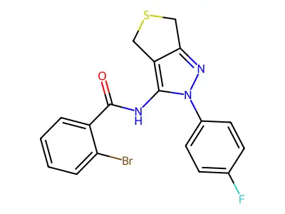 2-bromo-N-[2-(4-fluorophenyl)-4,6-dihydrothieno[3,4-c]pyrazol-3-yl]benzamide structure