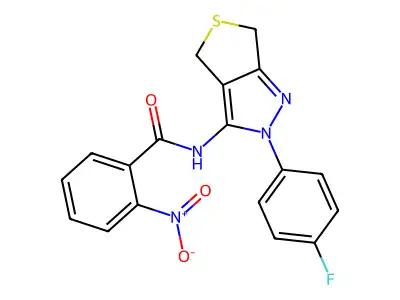 N-(2-(4-fluorophenyl)-4,6-dihydro-2H-thieno[3,4-c]pyrazol-3-yl)-2-nitrobenzamide structure