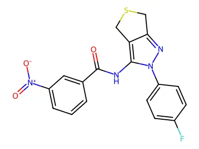 N-(2-(4-fluorophenyl)-4,6-dihydro-2H-thieno[3,4-c]pyrazol-3-yl)-3-nitrobenzamide structure