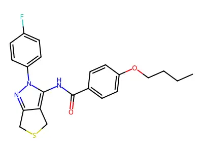 4-butoxy-N-[2-(4-fluorophenyl)-2H,4H,6H-thieno[3,4-c]pyrazol-3-yl]benzamide structure