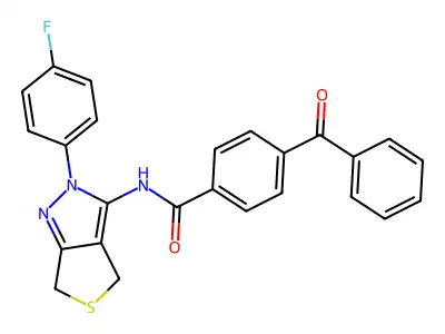4-benzoyl-N-[2-(4-fluorophenyl)-4,6-dihydrothieno[3,4-c]pyrazol-3-yl]benzamide structure