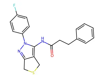 N-[2-(4-fluorophenyl)-4,6-dihydrothieno[3,4-c]pyrazol-3-yl]-3-phenylpropanamide structure
