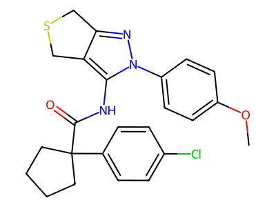 1-(4-chlorophenyl)-N-(2-(4-methoxyphenyl)-4,6-dihydro-2H-thieno[3,4-c]pyrazol-3-yl)cyclopentanecarboxamide structure