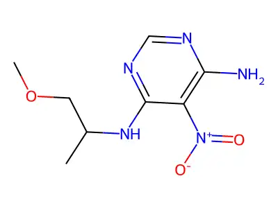 N-(1-methoxypropan-2-yl)-5-nitropyrimidine-4,6-diamine structure